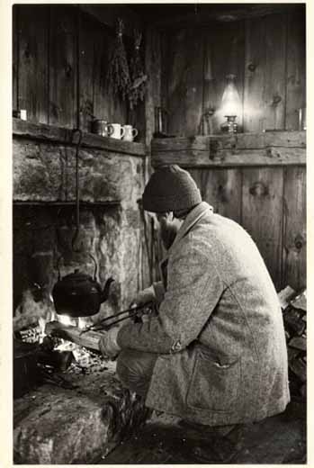Brother David at the first hearth, Spring 1974